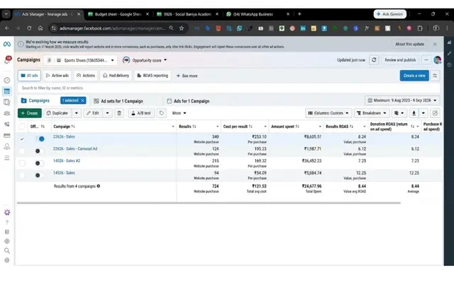 Ads Manager dashboard — 5x to 6x ROAS range (not attributed to any individual) — 4